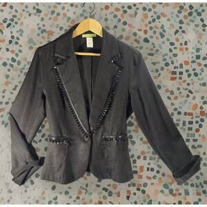 VTG My Boyfriends Back Women Blazer Jacket Med Studded Grunge Goth Punk Academia